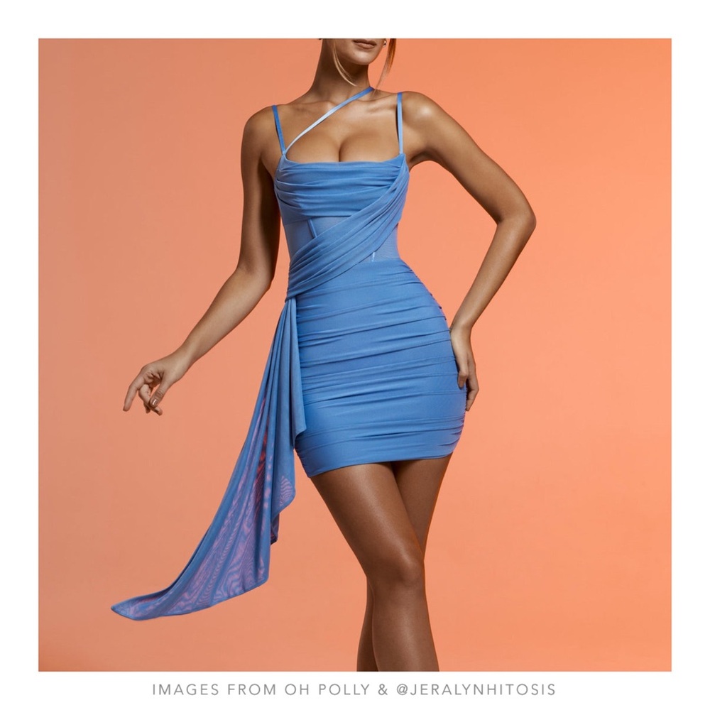 Oh Polly | AVALON Draped Corset Mini Dress in Blue